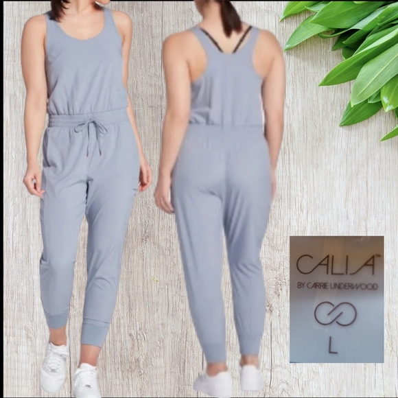 CALIA by Carrie Underwood Pants - CALIA by Carrie Underwood Women's Cargo Pocket Grey Full Pearl Jumpsuit - Large